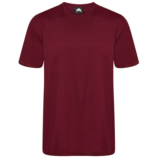 Orn Workwear Plover T-Shirt with round neck in burgundy.