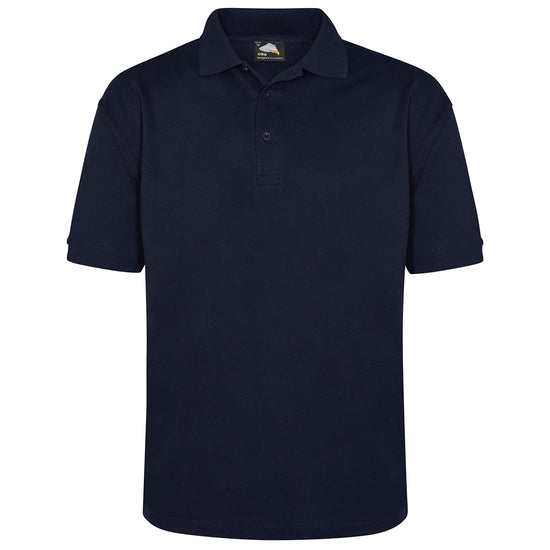 Orn Workwear Osprey EarthPro Poloshirt with button up collar in navy.