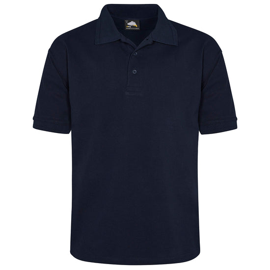 Orn Workwear ORN Petrel 100% Cotton Poloshirt with button up collar in navy.