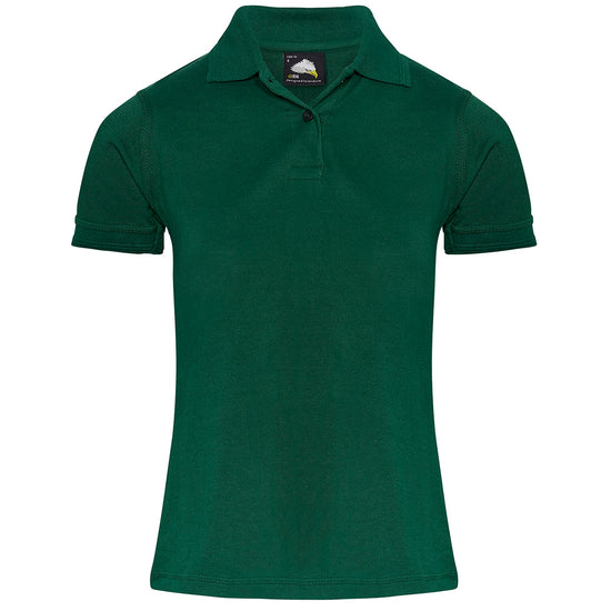 Orn Workwear Wren Ladies Poloshirt with button up collar in bottle green.