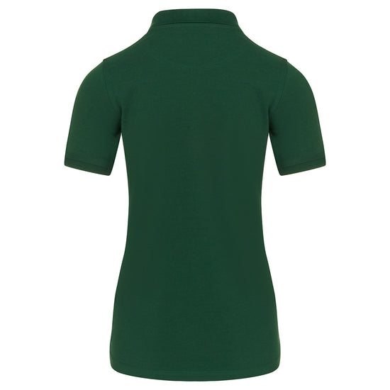 Back Of Orn Workwear Wren Ladies Poloshirt with button up collar in bottle green.