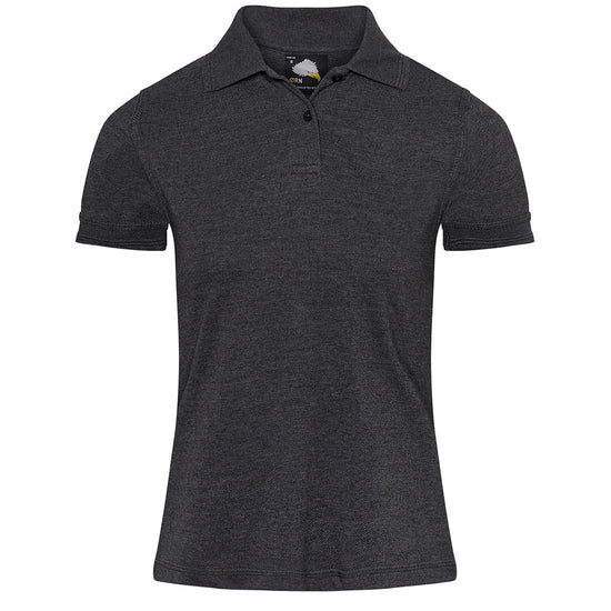 Orn Workwear Wren Ladies Poloshirt with button up collar in charcoal.