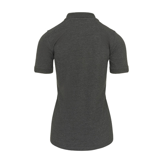 Back Of Orn Workwear Wren Ladies Poloshirt with button up collar in charcoal.