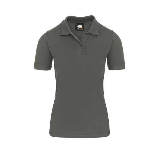 Orn Workwear Wren Ladies Poloshirt with button up collar in graphite.