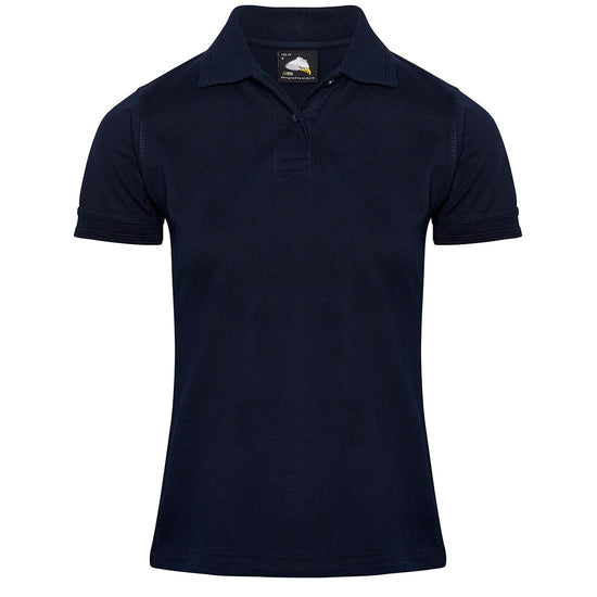 Orn Workwear Wren Ladies Poloshirt with button up collar in navy.