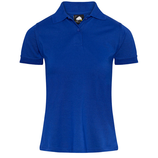 Orn Workwear Wren Ladies Poloshirt with button up collar in royal blue.