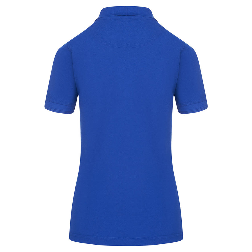 Back Of Orn Workwear Wren Ladies Poloshirt with button up collar in royal blue.