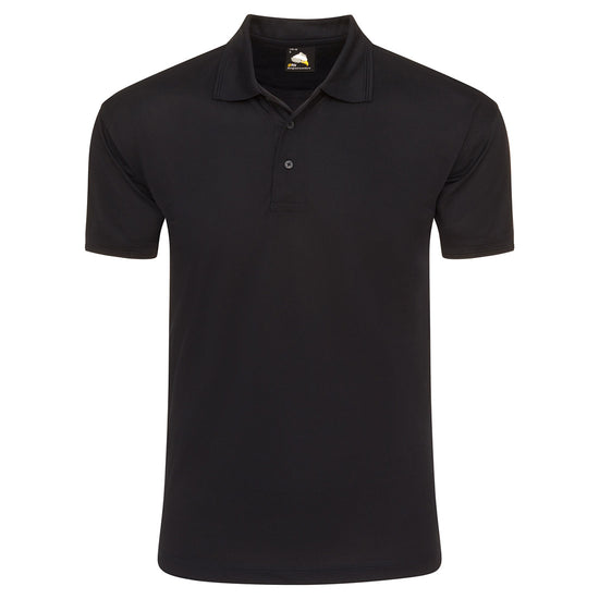 Orn Workwear Oriole Wicking Poloshirt with button up collar in navy.