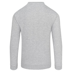 Back of Orn Workwear Kite Sweatshirt with round neck collar in ash.