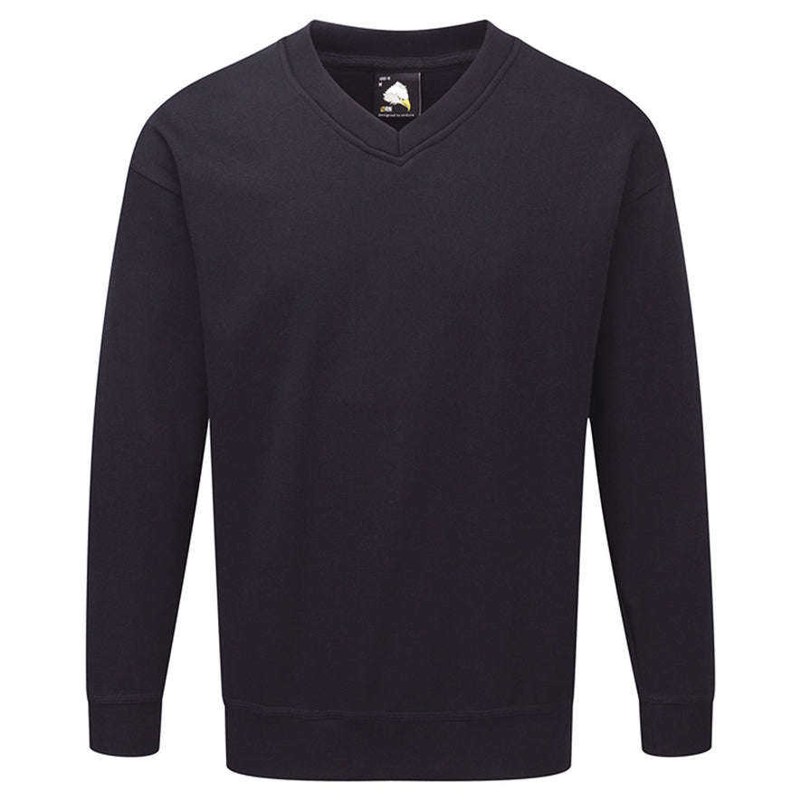 Orn Workwear Buzzard V-Neck collar Sweatshirt in navy.