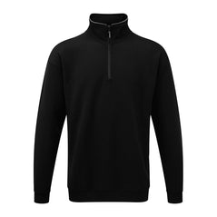 Orn Workwear Grouse 1/4 Zip up Sweatshirt in black with white lining on the collar.