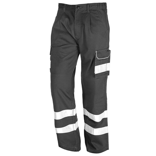 Orn Workwear ORN Condor Combat Trouser Hi-Vis Bands in graphite grey button fasten, belt loops and cargo style pockets.