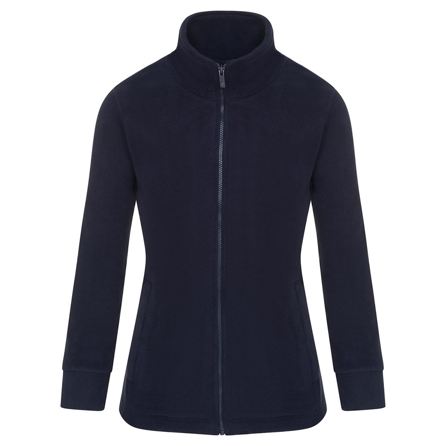 Orn Workwear Ladies Albatross Fleece in navy with full zip fasten.