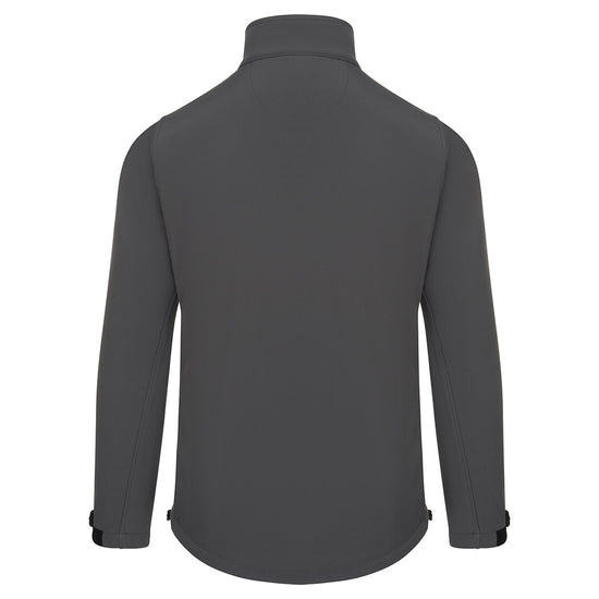 Back of Orn Workwear Tern Softshell in graphite grey.