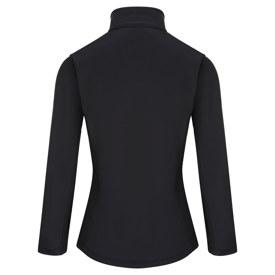 Back of Orn Workwear ORN Ladies Tern Softshell in black.