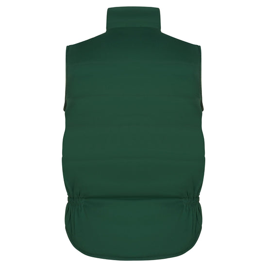 Back of Orn Workwear ORN Eider Bodywarmer in bottle green with elasticated sides.