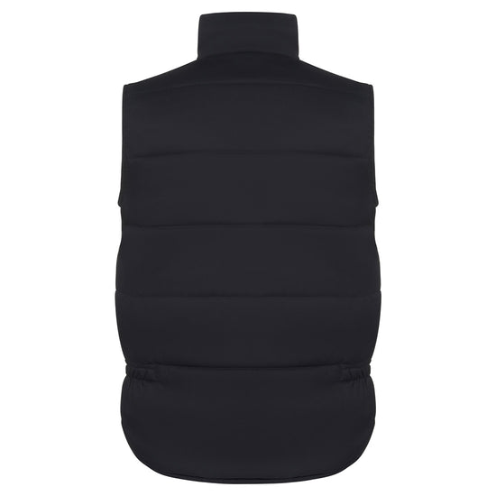 Back of Orn Workwear ORN Eider Bodywarmer in black with elasticated sides.