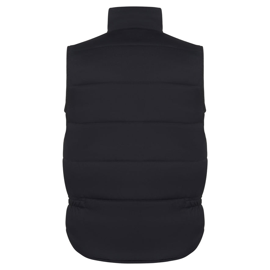 Back of Orn Workwear ORN Eider Bodywarmer in black with elasticated sides.