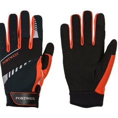 Metro Blue LR Cut Glove with Orange tape across thumb and between fingers