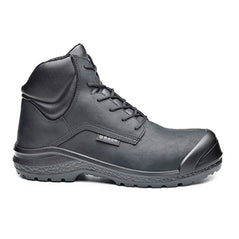 Black Base Be Browny/ Be Jetty Top Safety Boots. Boot has a grey sole, lighter grey sole upper, Protective toe, Black scuff cap, black laces. Boot also has base branding.