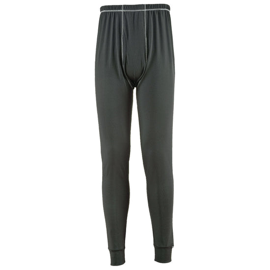 Charcoal antibacterial base leggings with grey stitching.