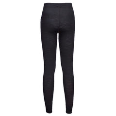 Back of Portwest Merino Wool Baselayer Legging in black with seam on back and elasticated waist and ankles.