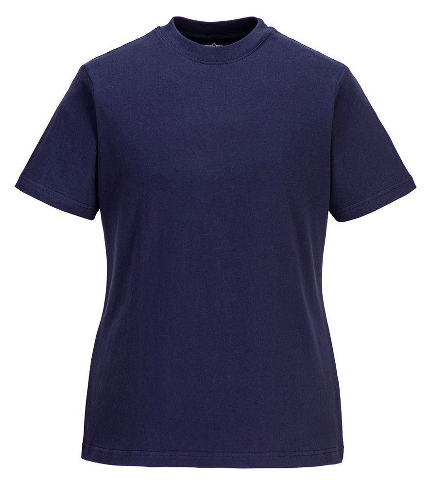 Portwest Women's T-Shirt in navy with short sleeves and crew neck.