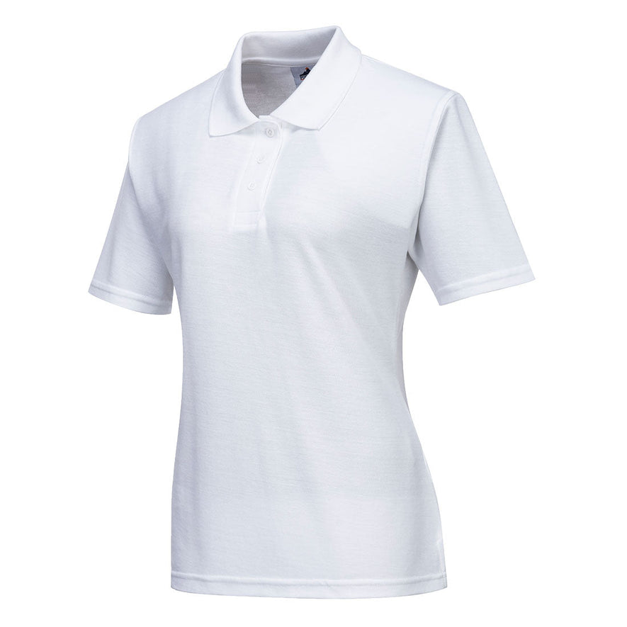 White Portwest Ladies Naples Polo shirt. 