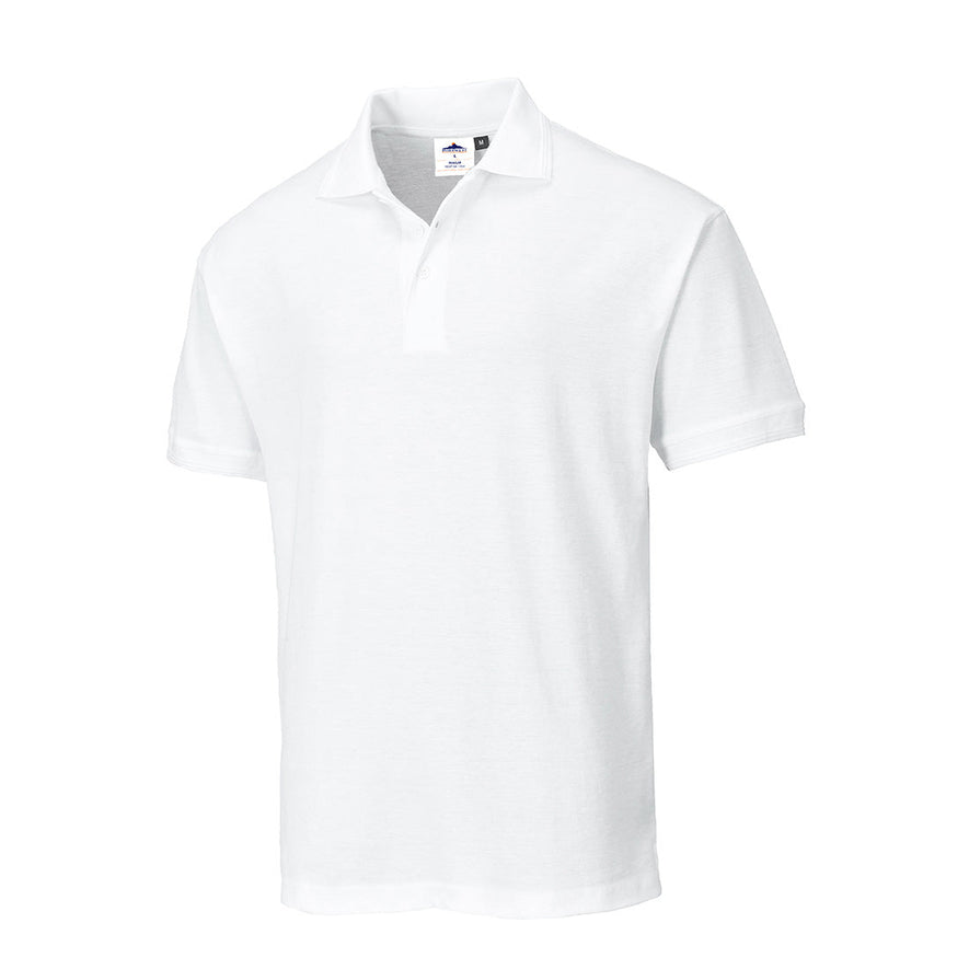 White Portwest Naples Polo shirt. 