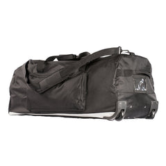 Black portwest travel trolley bag. Bag has wheels and handle for pull along. Id badge holder and black handles.