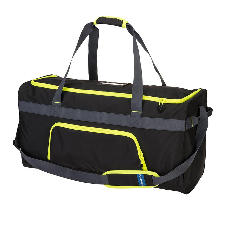 black  Duffle Bag with yellow trim