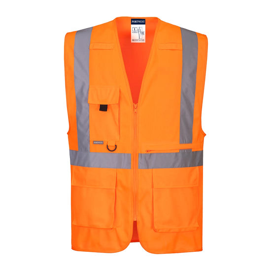 Orange Hi-Vis Executive Vest With Tablet Pocket