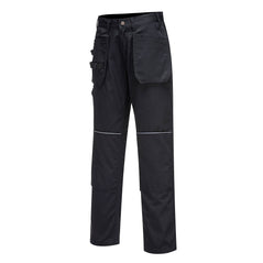 Black Portwest tradesman holster trouser. Trousers have holster pockets, kneepad pockets, hammer loop and belt loops.