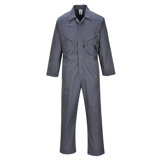 Graphite Grey liverpool zip coverall, Coverall has zip fasten and has zip fasten chest pockets. Coverall has pen loop on the chest.