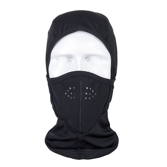 Black Portwest multiway balaclava. Balaclava has breathing holes visible on the front.