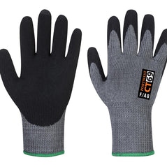 Grey CT AHR7 Nitrile Foam Cut Glove with black and  green elasticated wrist