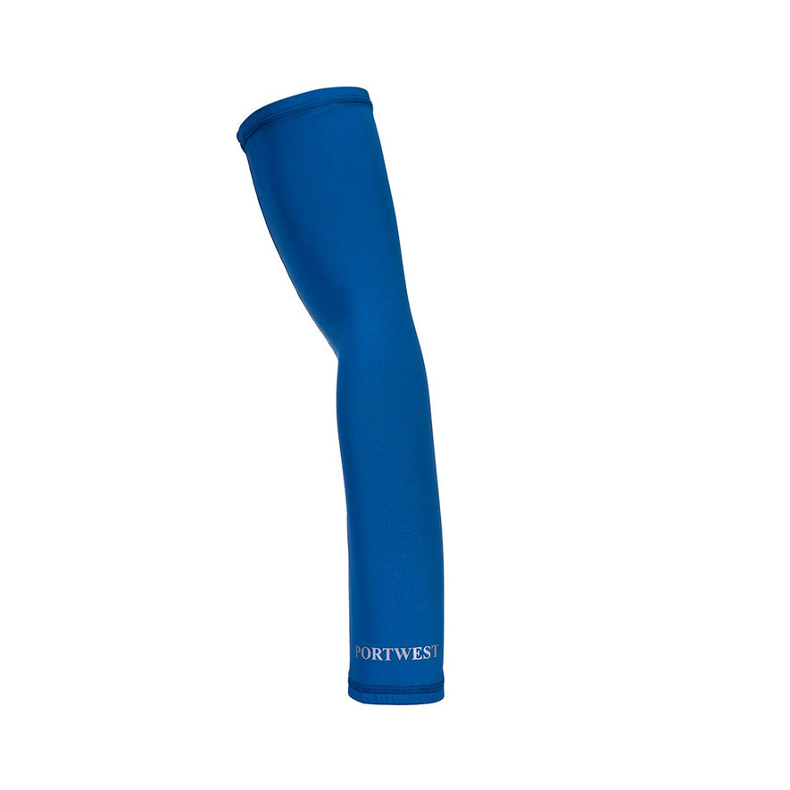 Blue Cooling Sleeves with logo on wrist