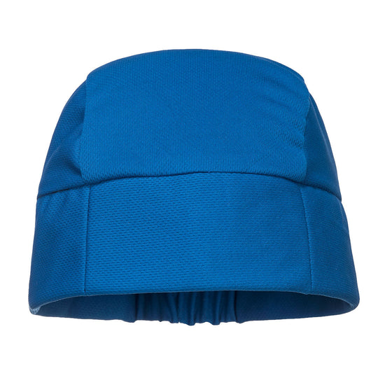 Blue cooling crown beanie. Optimised for keeping your head cool in hot temperatures.