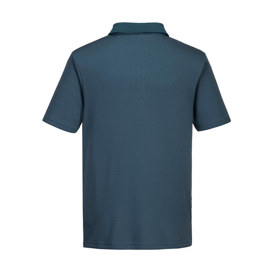 Metro blue DX4 Polo Shirt S/S and orange zip and detail on right collar bone