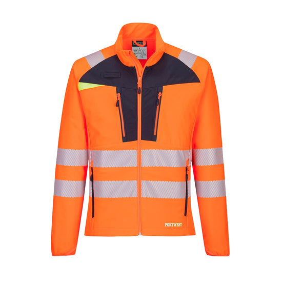 Orange  DX4 Hi-Vis Zip Base Layer with blue chest and reflectve strips