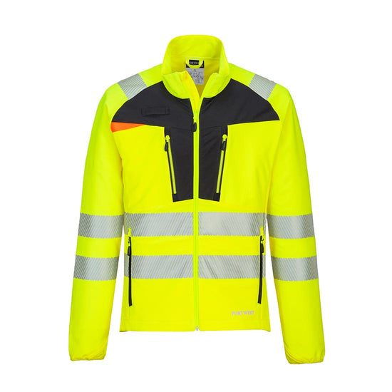 Yellow  DX4 Hi-Vis Zip Base Layer with blue chest and reflectve strips