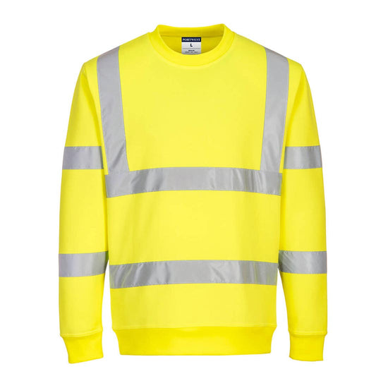 Yellow Eco Hi-Vis Sweatshirt with reflective strips