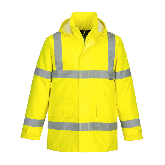 Yellow Eco Hi-Vis Winter Jacket with hood and large pockets