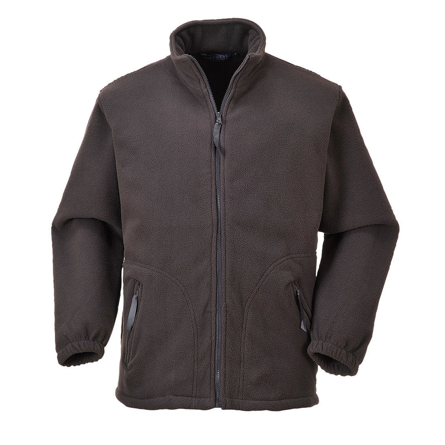 Slate Grey fleece jacket with full zip close and two side zip pockets.