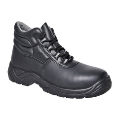 Black portwest compositelite SP1 boot. Boot has a protective toe, scuff cap and has a black sole.