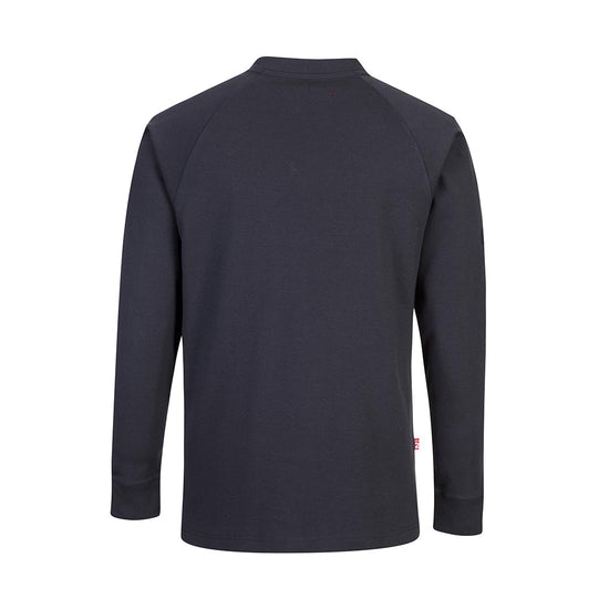 Grey FR Anti-Static Henley jumper with chest pocket