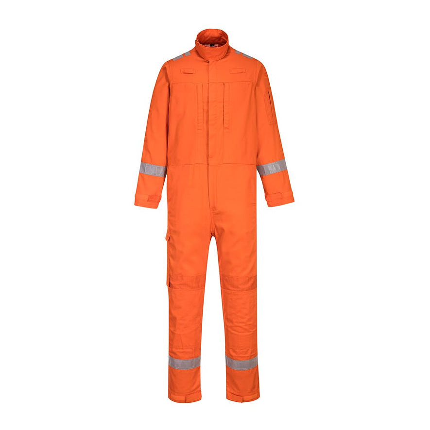 Orange Bizflame Plus Stretch Panelled Coverall with reflective wrists and ankles