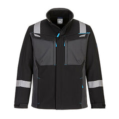 WX3 FR Softshell in black with hi vis strips on shoulders