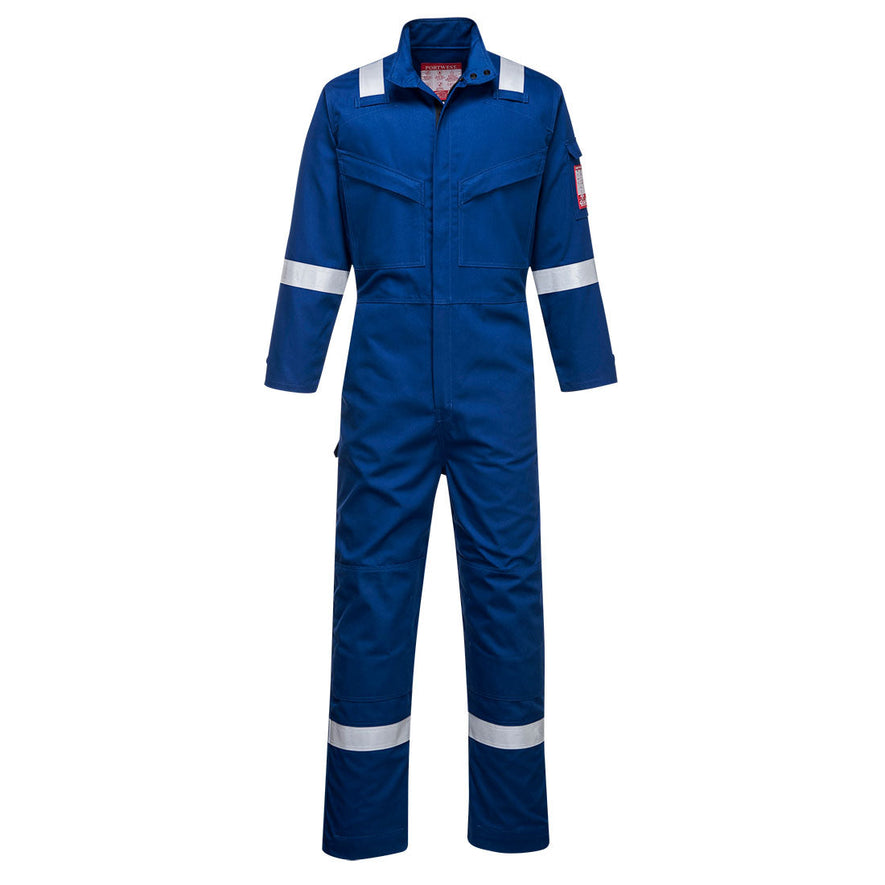 Royal Bizflame Ultra Coverall with reflective wrists, shoulders and ankles with chest pockets and zip fasten.