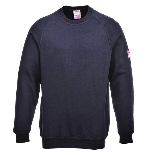 Navy Flame Resistant Anti-Static Long Sleeve Sweatshirt	